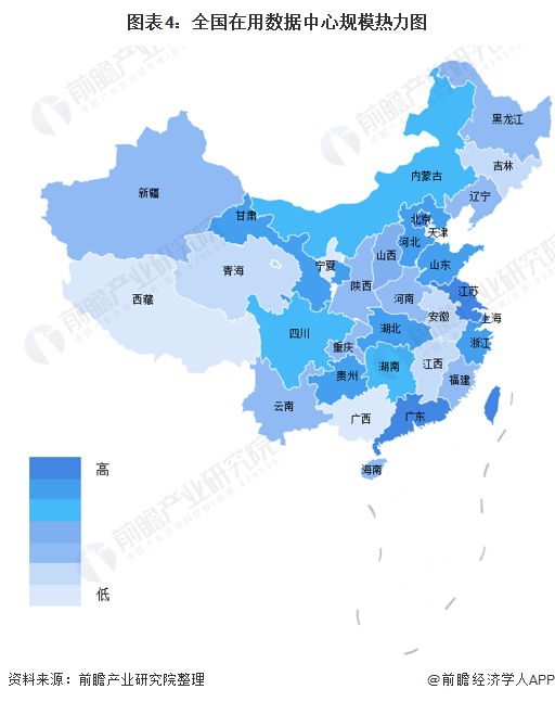 图表4：全国在用数据中心规模热力图